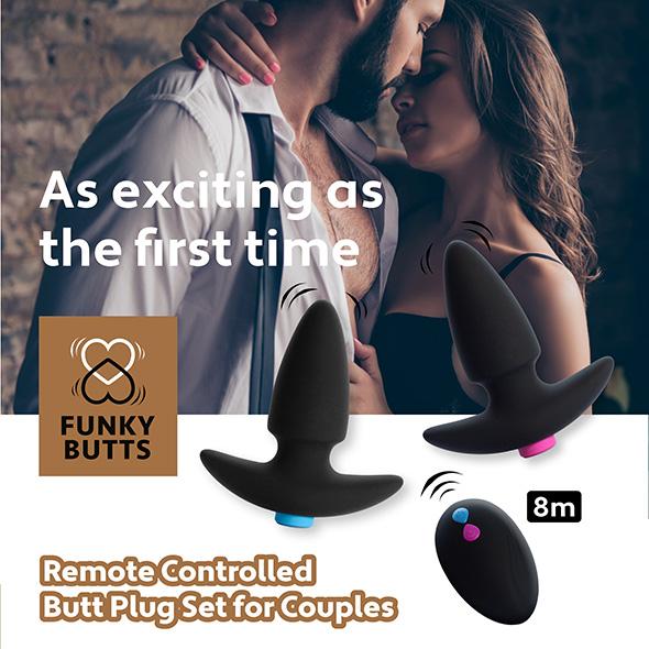 Feelztoys Funkybutts Remote Controlled Butt Plug Set - Análne Kolíky Pre Páry 8