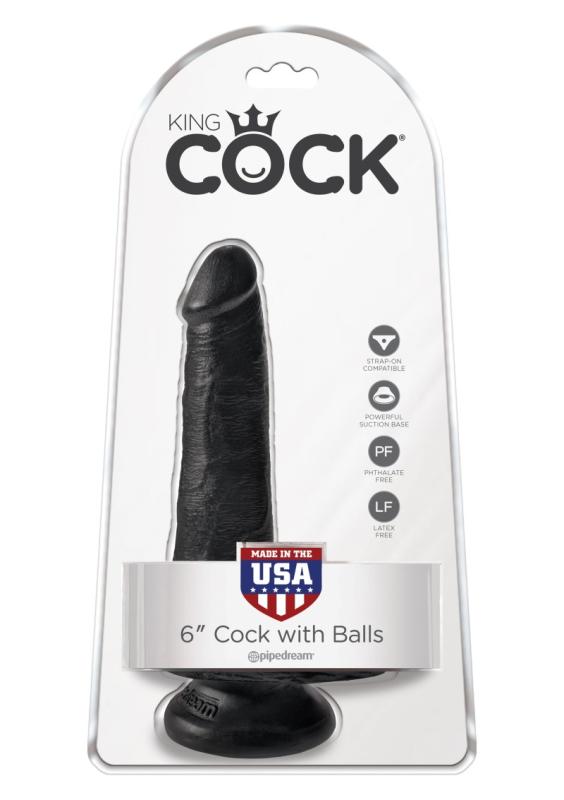 King Cock 6" Cock Black With Balls 15,2 Cm