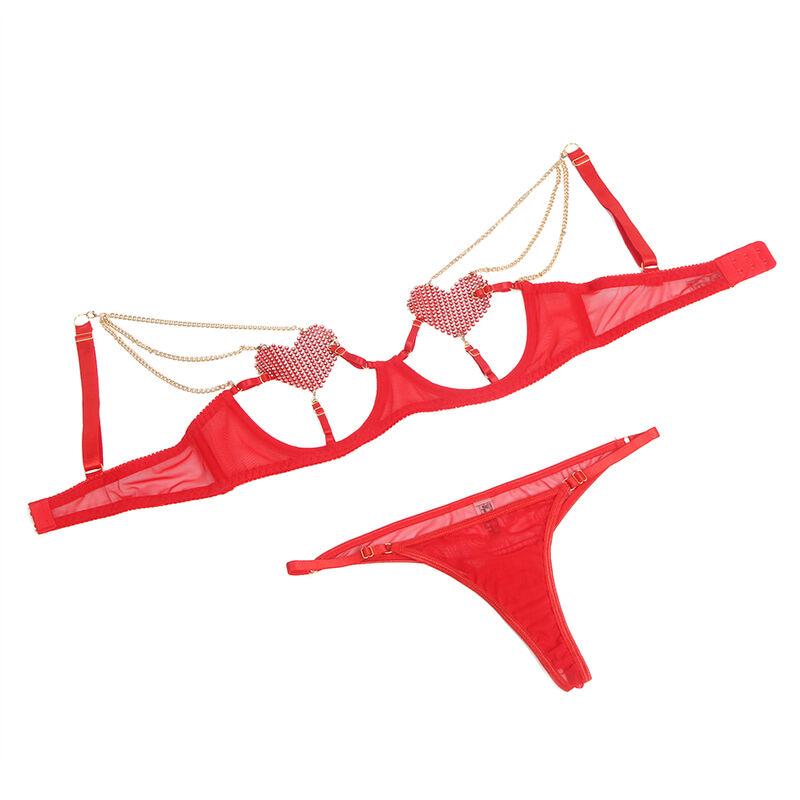 Subblime - 955526 bra set with chains and mesh heart red l/xl 3