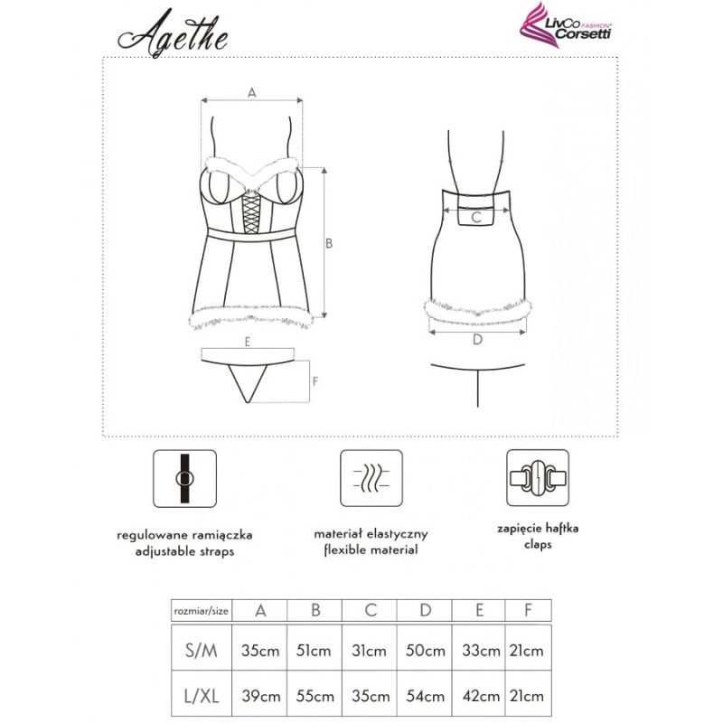 Livco corsetti fashion - agethe lc 90607 chemise + thong + christmas hat l/xl 5