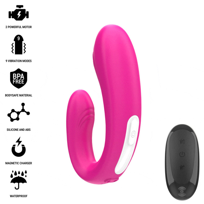 Intense - janet dual u-shaped stimulator and vibrator with remote control pink 1