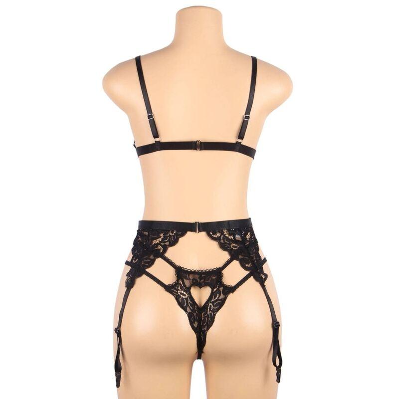 Subblime Three Pieces Set Bra+ Garter Belt + Thong L/Xl 10