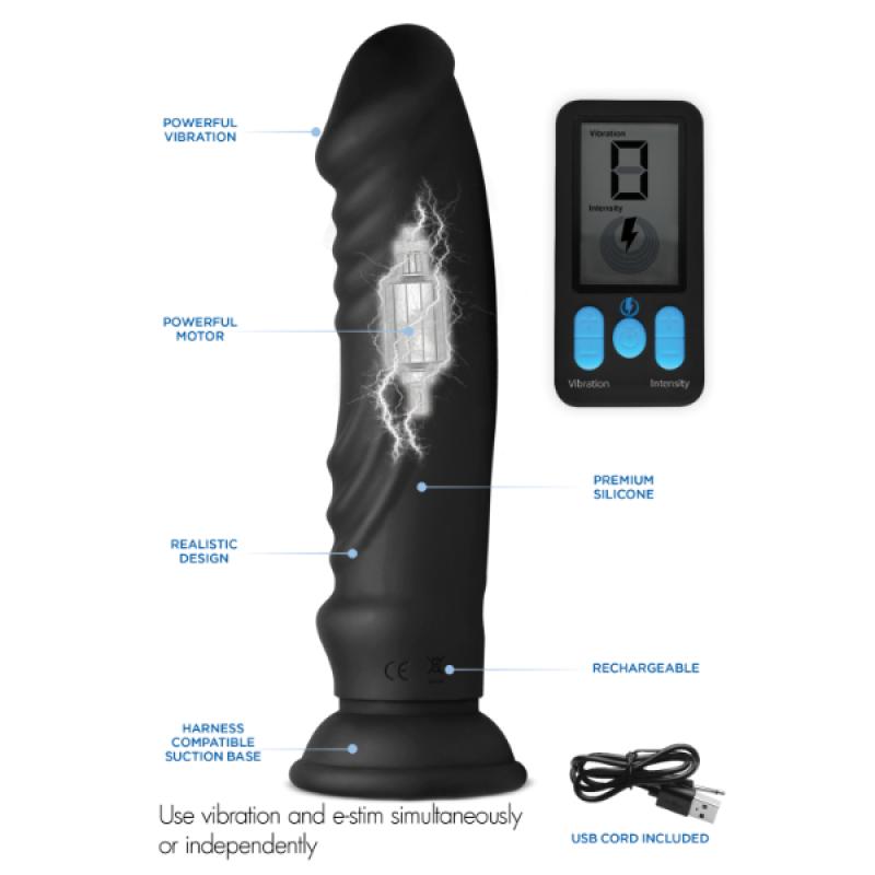 Zeus E-Stim Pro Vibrating Dildo 20cm - Vibrátor