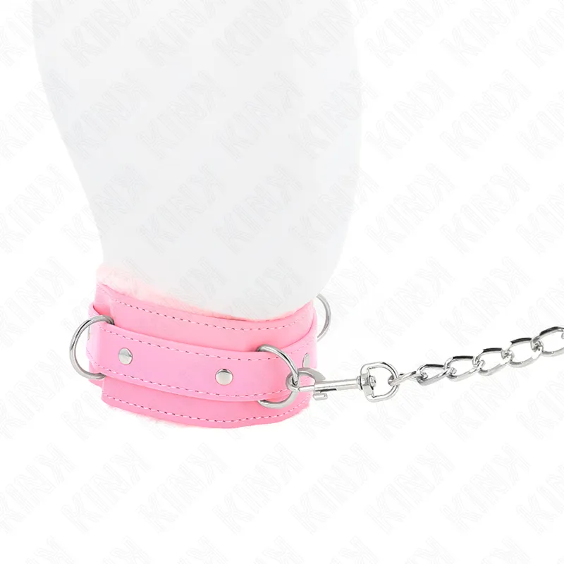 Kink - Collar With Leash 65 Cm With Restrictions Pink 36-42 Cm X 5.5 Cm