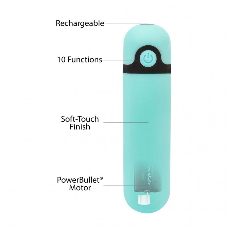 Powerbullet - Rechargeable Vibrating Bullet 10 Function Teal