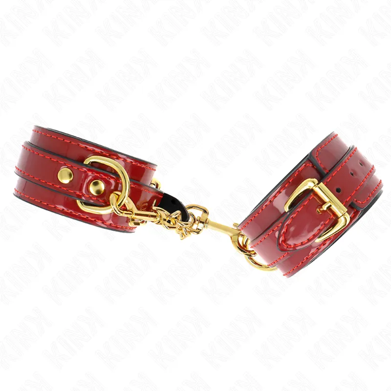 Kink - Joanna Angel Wrist Cuffs Red Adjustable With Gold Chain 16.5-26 Cm X 4 Cm