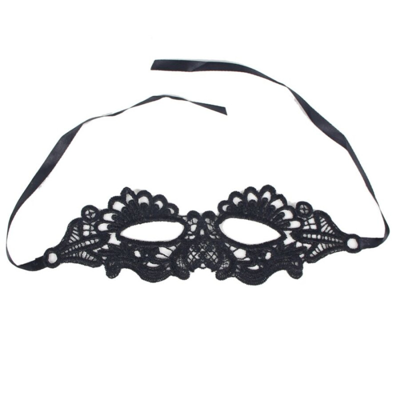 Queen Lingerie Enchanting Black Lace Eye Mask One Size - Maska