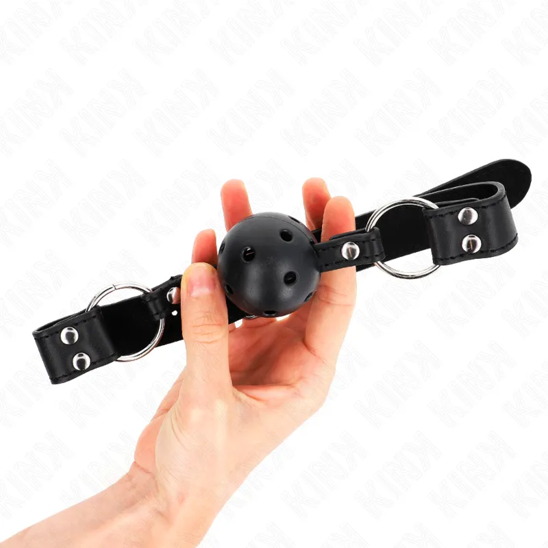 Kink - Breathable Ball 4 Cm Gag With Double Rivet Model 1 Black 62.5 X 2.5 Cm Adjustable 4 1