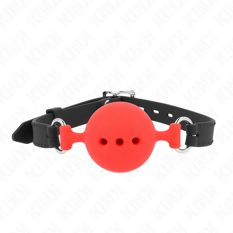 Kink - Full Silicone Gag 55 X 2 Cm With 5 Cm Ball Size L Red Adjustable 35-51 Cm