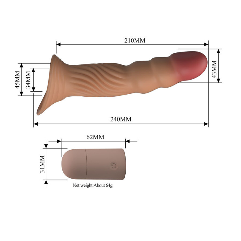 Pretty love - textured penis sleeve with vibration and remote control 8