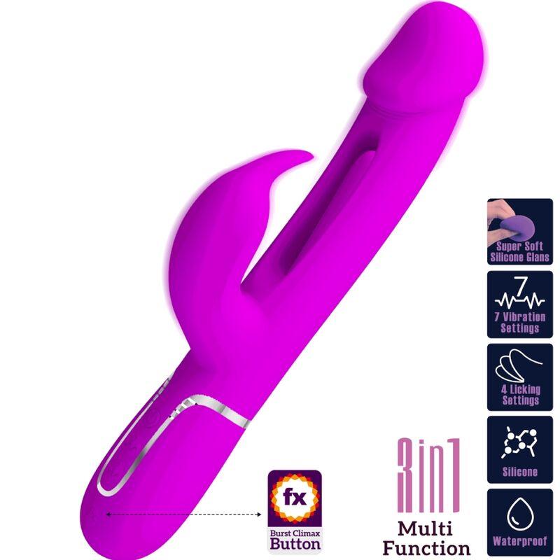 Pretty Love - Kampas Rabbit 3 In 1 Multifunction Vibrator With Tongue Violet 9