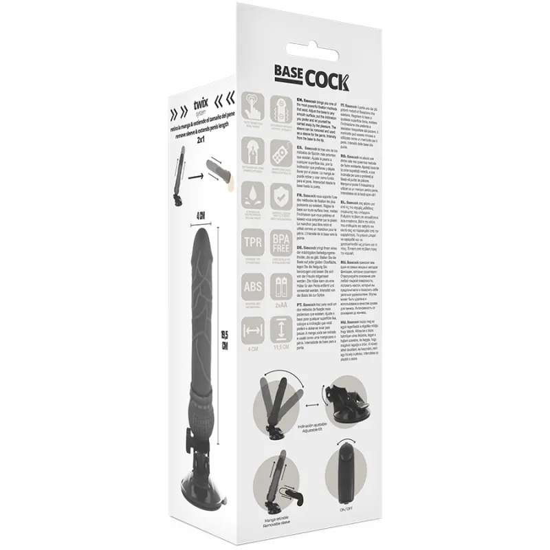 Basecock Realistic Vibrator Remote Control Black 19.5cm