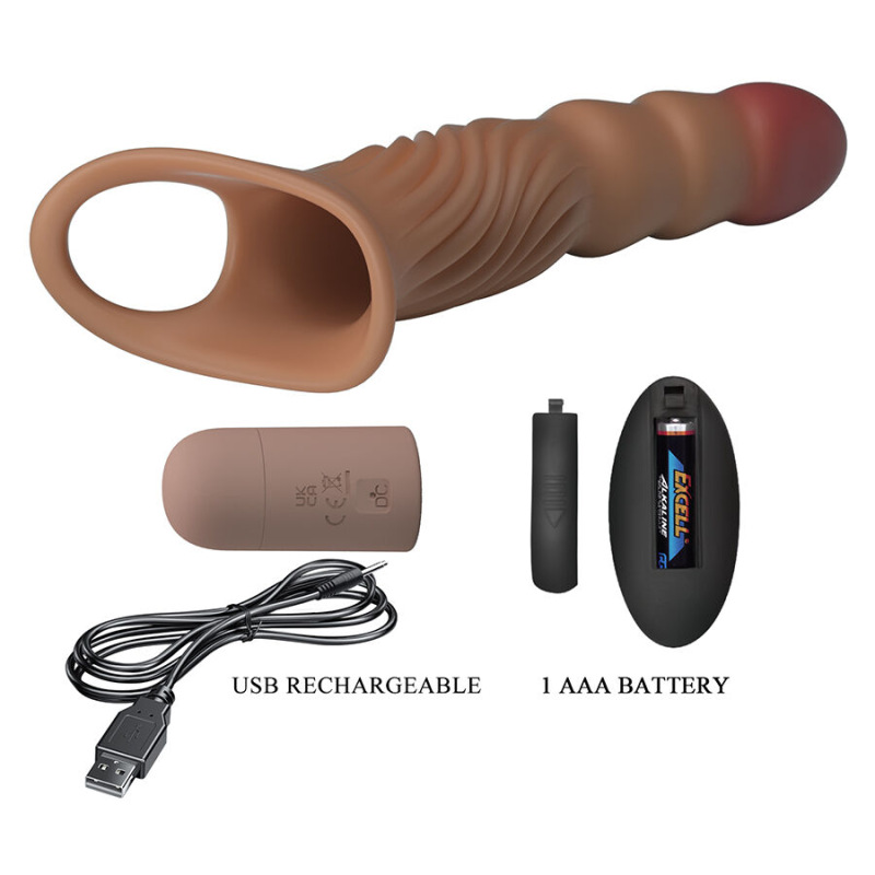 Pretty love - textured penis sleeve with vibration and remote control 7
