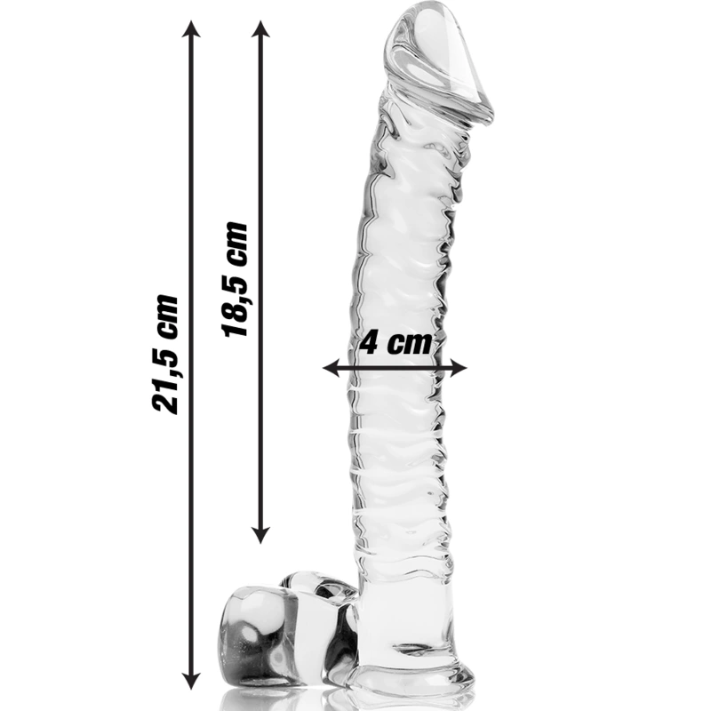 Nebula series by ibiza - model 23 dildo borosilicate glass clear 21.5 cm -o- 4 cm 2
