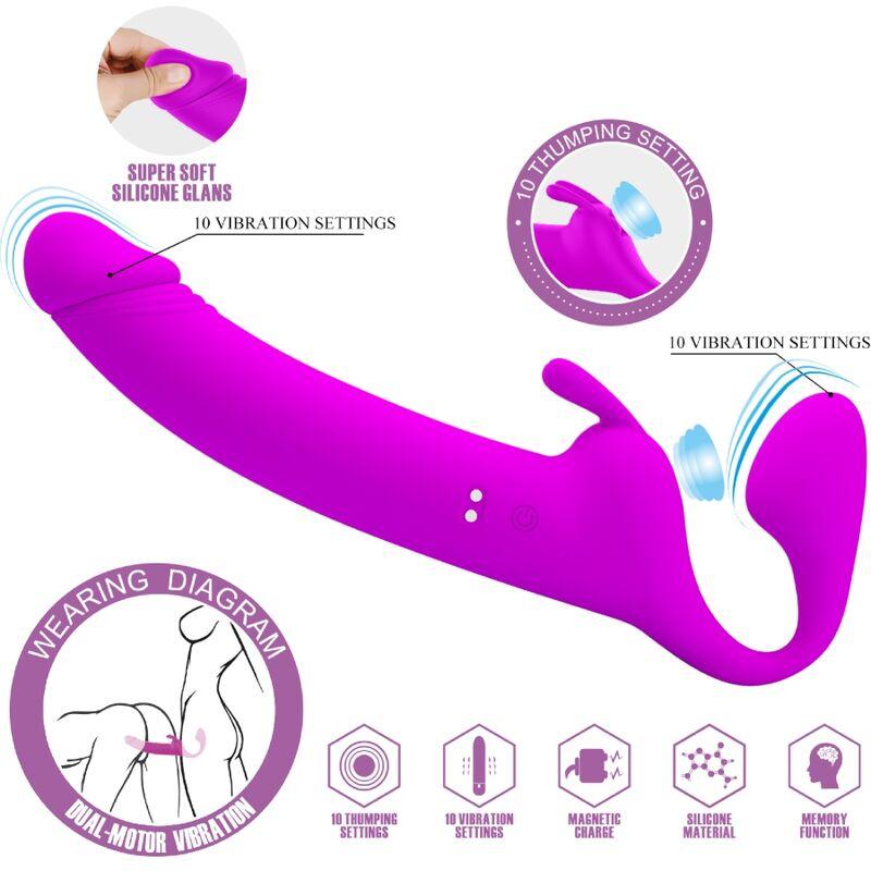 Pretty love - zanini strapless strap-on 10 vibrations purple