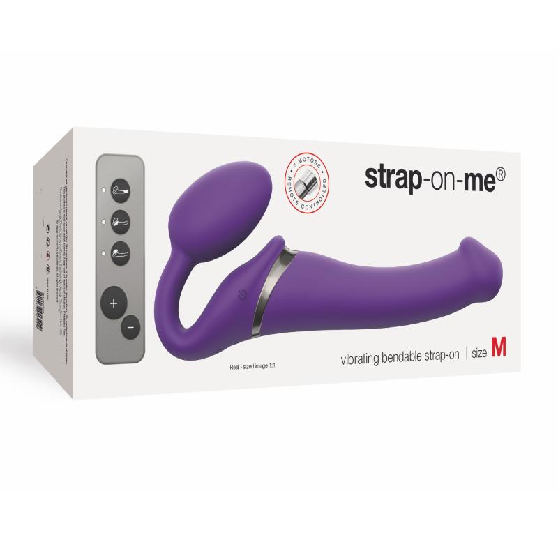 Strap-On-Me - Vibrating Bendable Strap-On Purple M - Vibračný Pripínací Penis