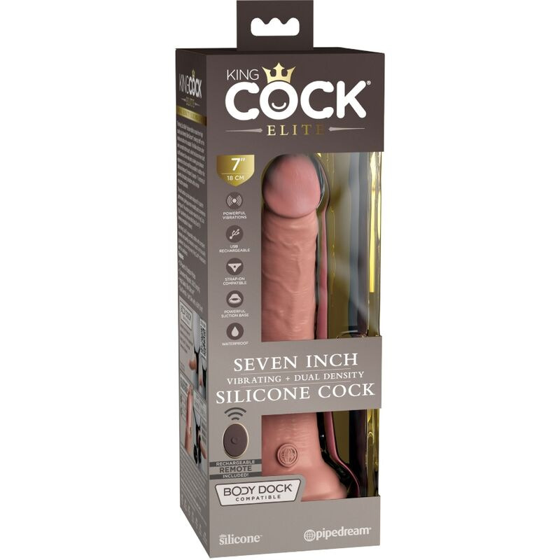 King cock - elite realistic dildo vibrator & silicone remote control 17.8 cm 5
