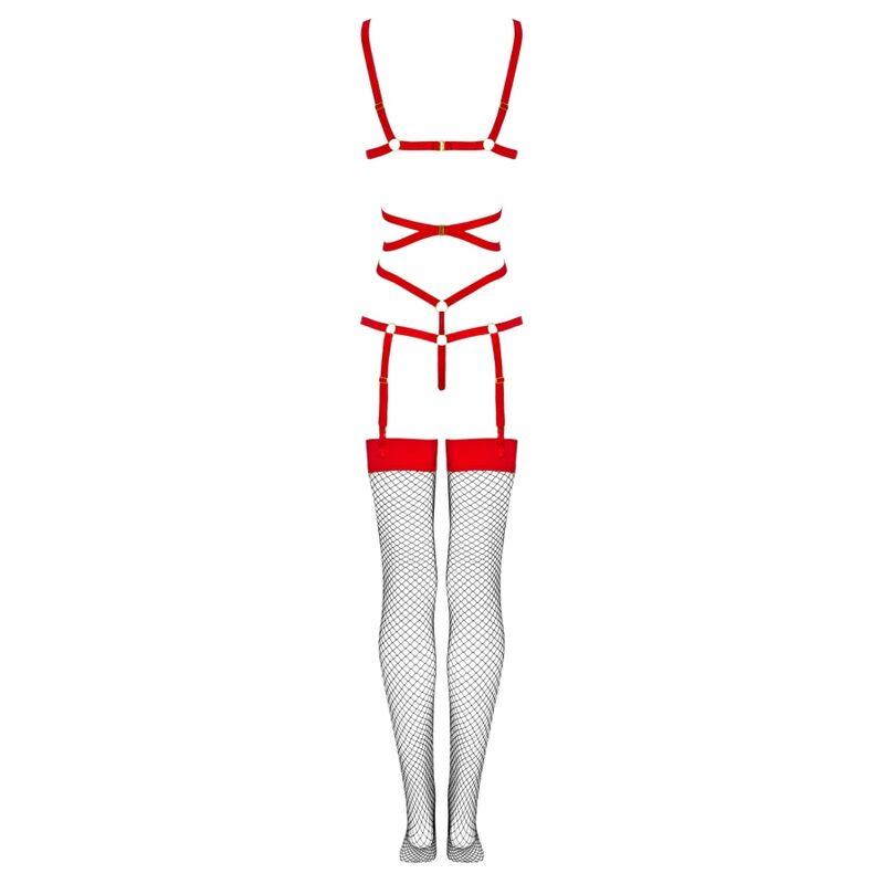 Livco Corsetti Fashion - Thiara Lc 20213 Set Body + Stockings Red S/M 6