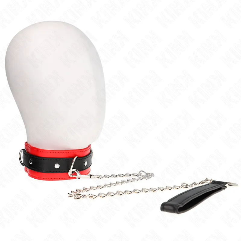 Kink - Basic Model Collar With Leash 65 Cm Model 3 Red 53 X 5 Cm 2