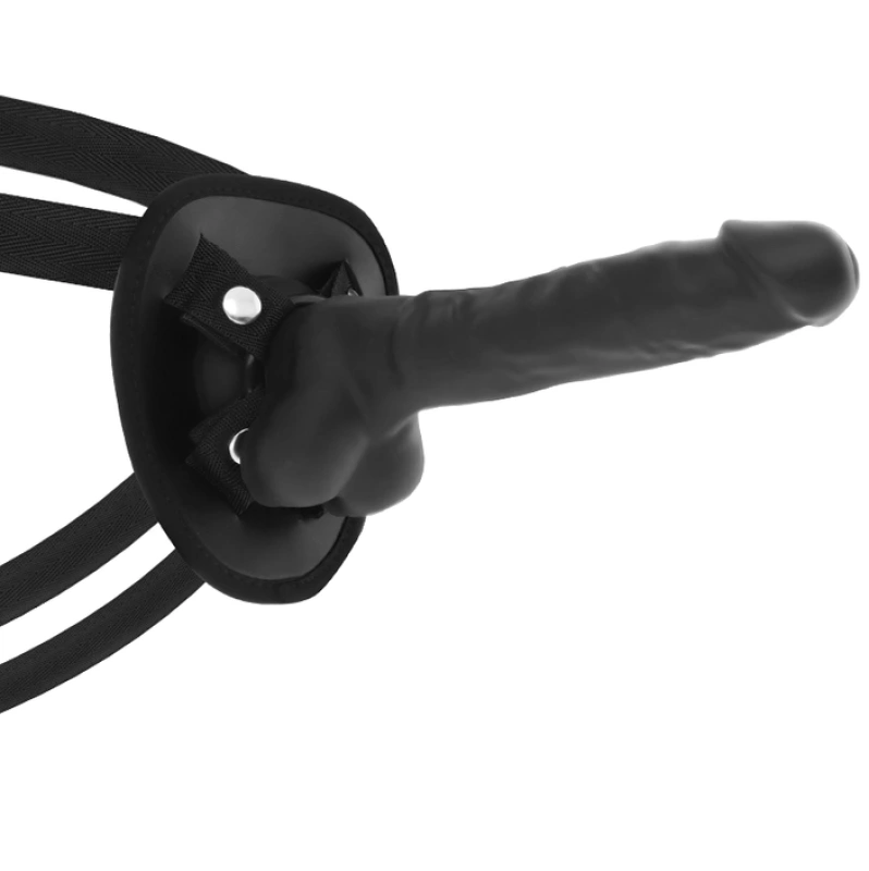 Cock miller - harness + silicone density articulable cocksil black 19.5 cm 2