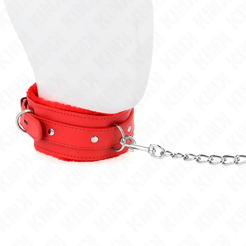 Kink - Collar With Leash 65 Cm With Restrictions Red 36-42 Cm X 5.5 Cm