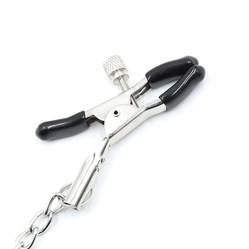 Ohmama Metalic Nipple Clamps With Chains And Little Belts