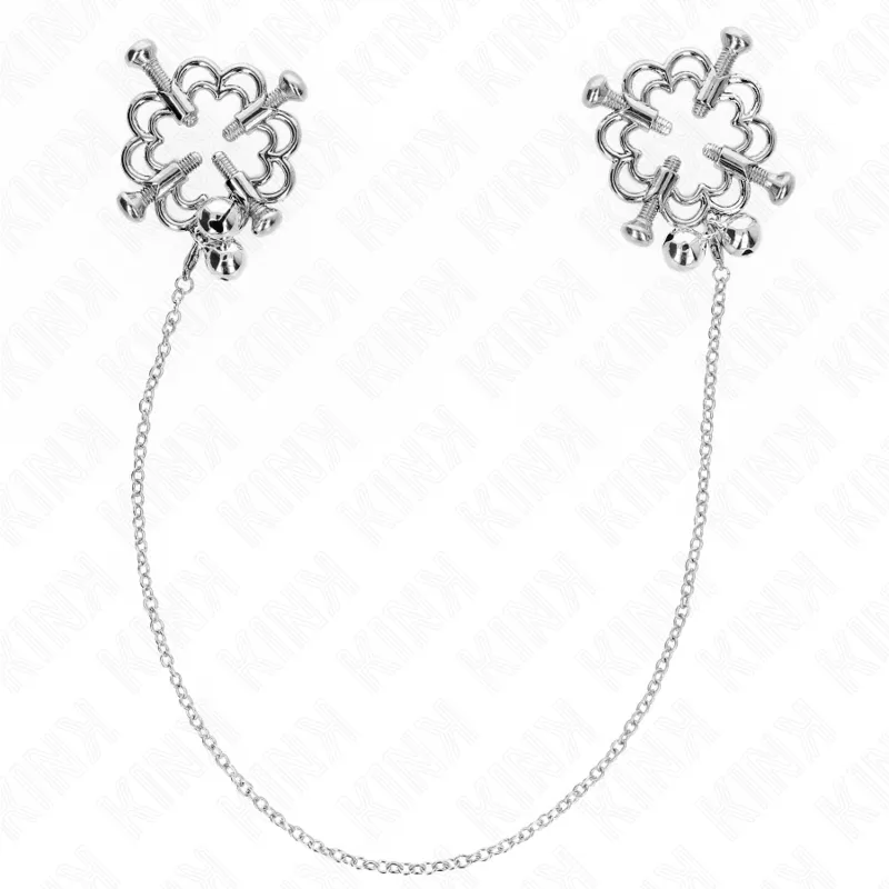 Kink - Metal Flower Nipple Clamps With Chain