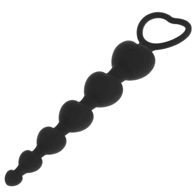 Black&Silver - Mila Silicone Anal Heart-Beads 18 Cm - Análne Guličky 1