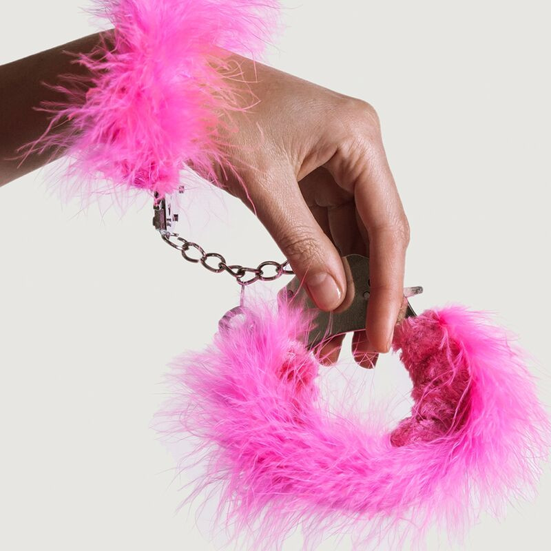 Adrien Lastic - Metal Handcuffs With Pink Feathers 1