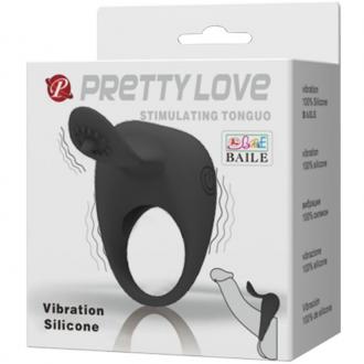 Pretty Love Vibrating Silicone Ring With Tongue