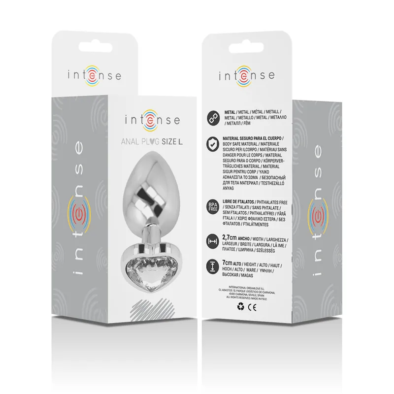 Intense - Metal Aluminum Anal Plug Heart White Size L - Análny Kolík 5