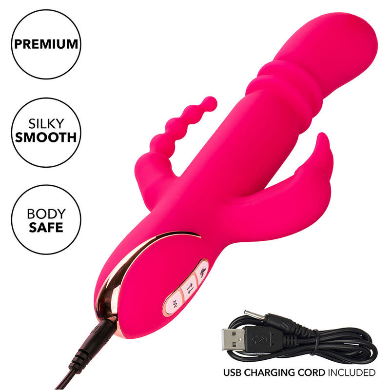 Calexotics - jack fantasy triple heated vibrator rabbit pink 7