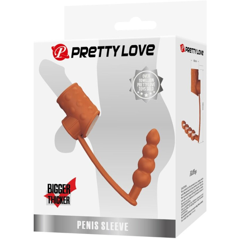 Pretty love - penis sleeve with anal plug natural 6