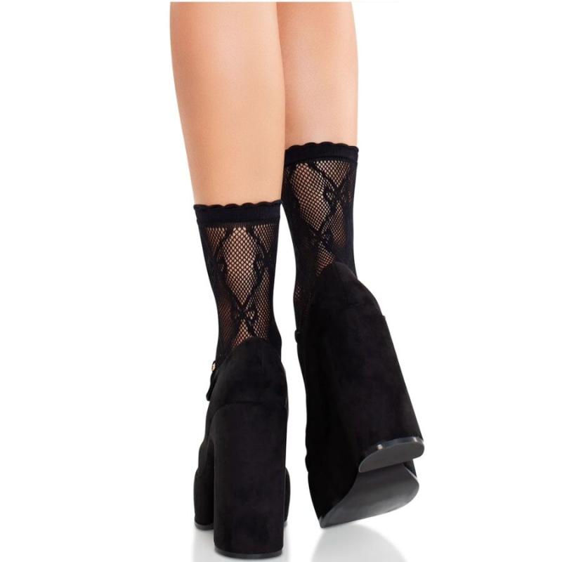 Leg avenue - black lace bow lace socks 1
