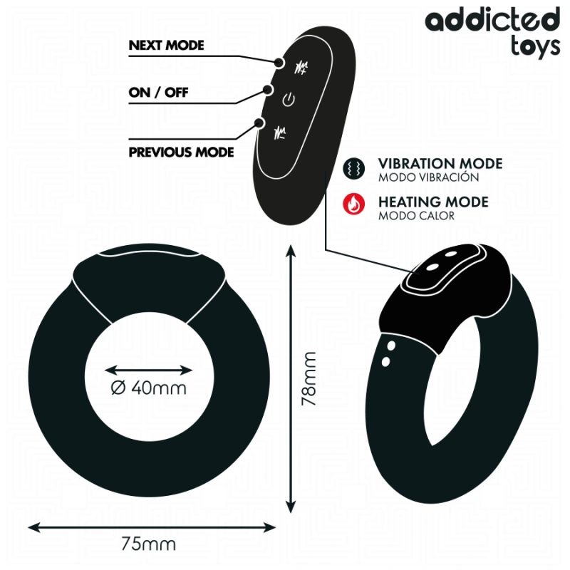 Addicted toys - heating effect vibrating cock ring remote control 4