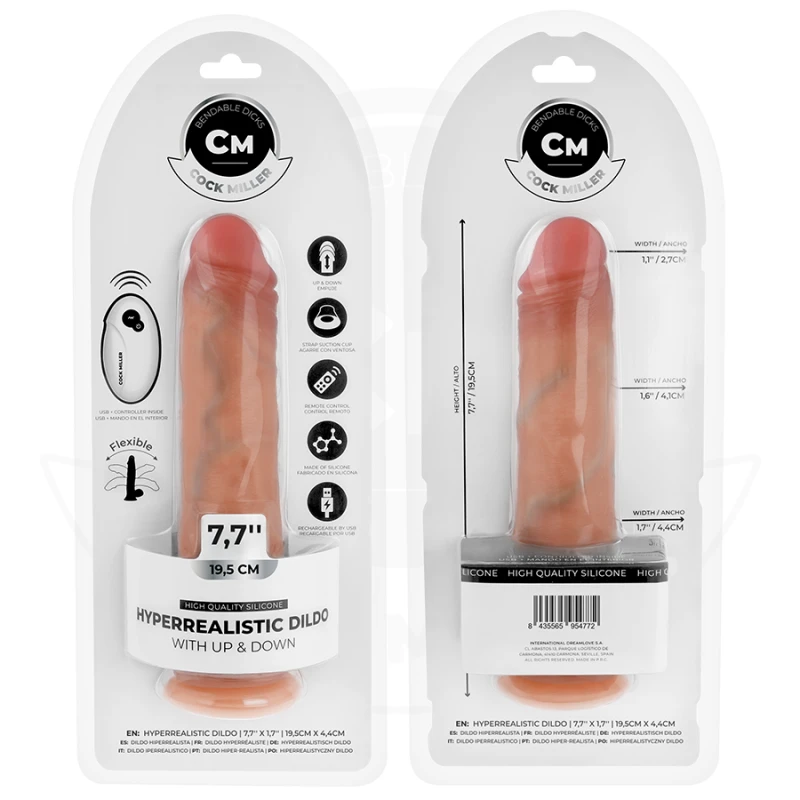 Cock miller - hyper-realistic dildo with suction cup and thrusting with remote control 19.5 cm 7