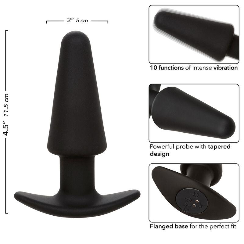 Calexotics - Rock Bottom Tapered Anal Plug 10 Vibraciones Silicone Black 6
