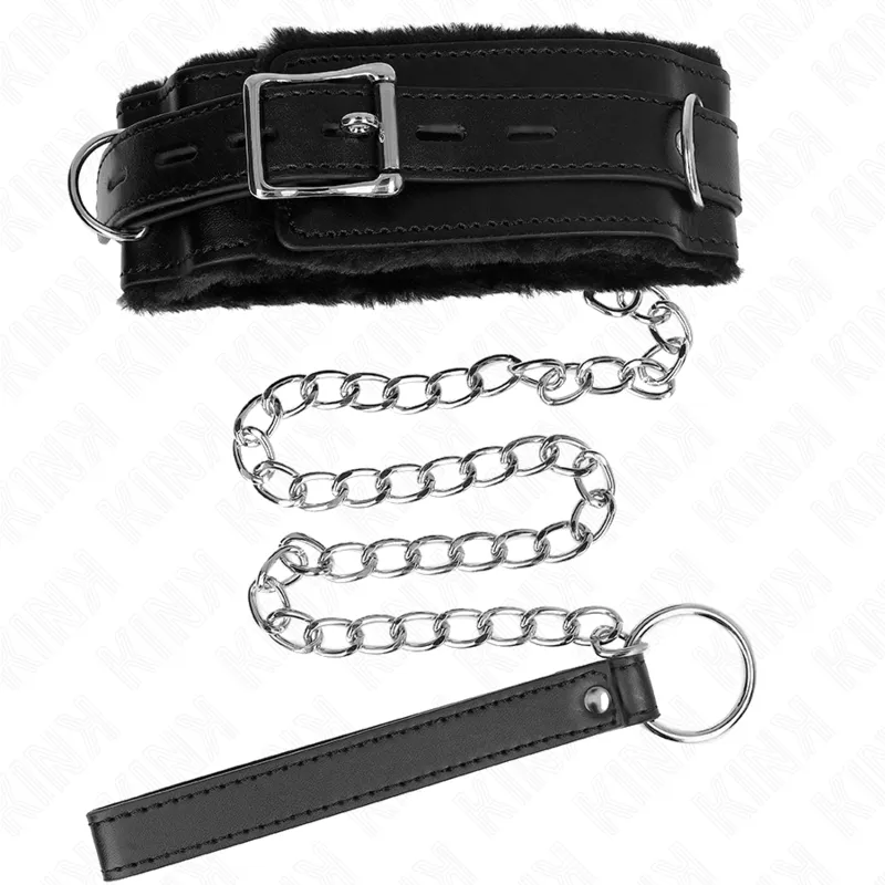 Kink - Collar With Leash 65 Cm With Restrictions Black 36-42 Cm X 5.5 Cm