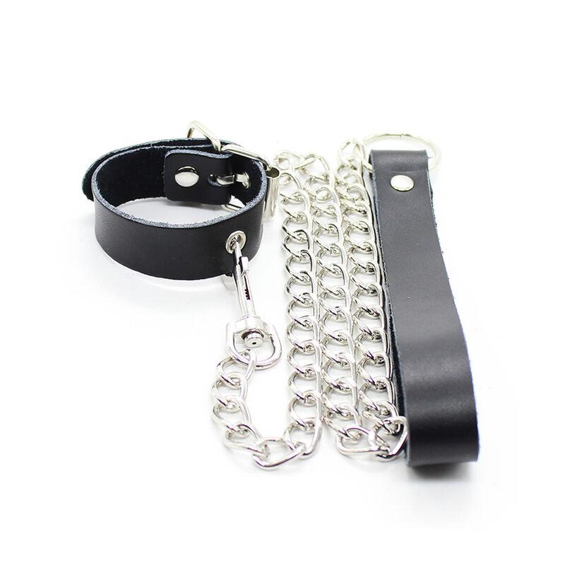 Ohmama Restraint Leather Necklace And Metallic Chain 3