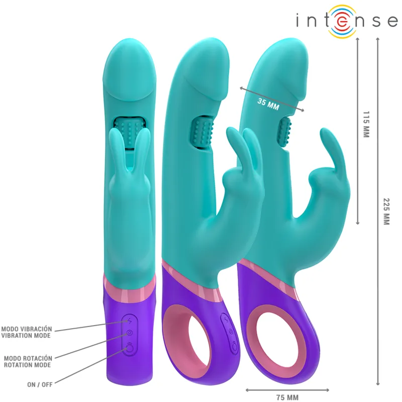 Intense - monica rabbit vibrator with rotating g-spot stimulator blue 1