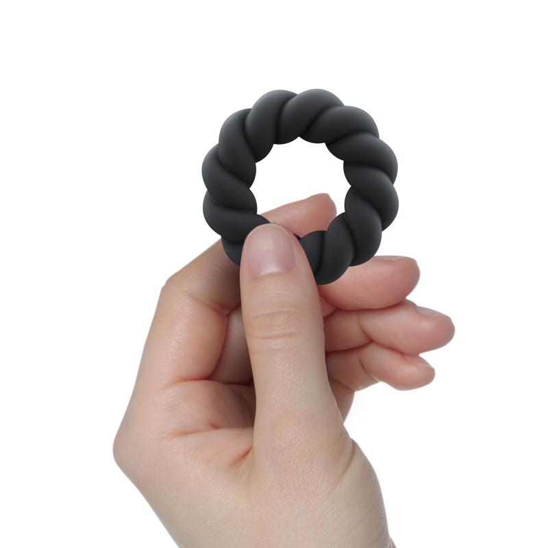 Rocks-Off - Twist Non Vibrating Liquid Silicone Ring Black