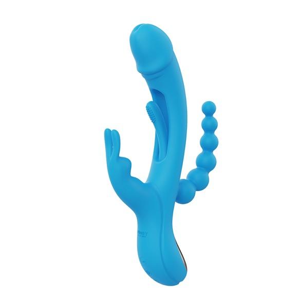 Honeyplaybox - Trilux Kinky Finger Rabbit Vibrator With Anal Beads Blue