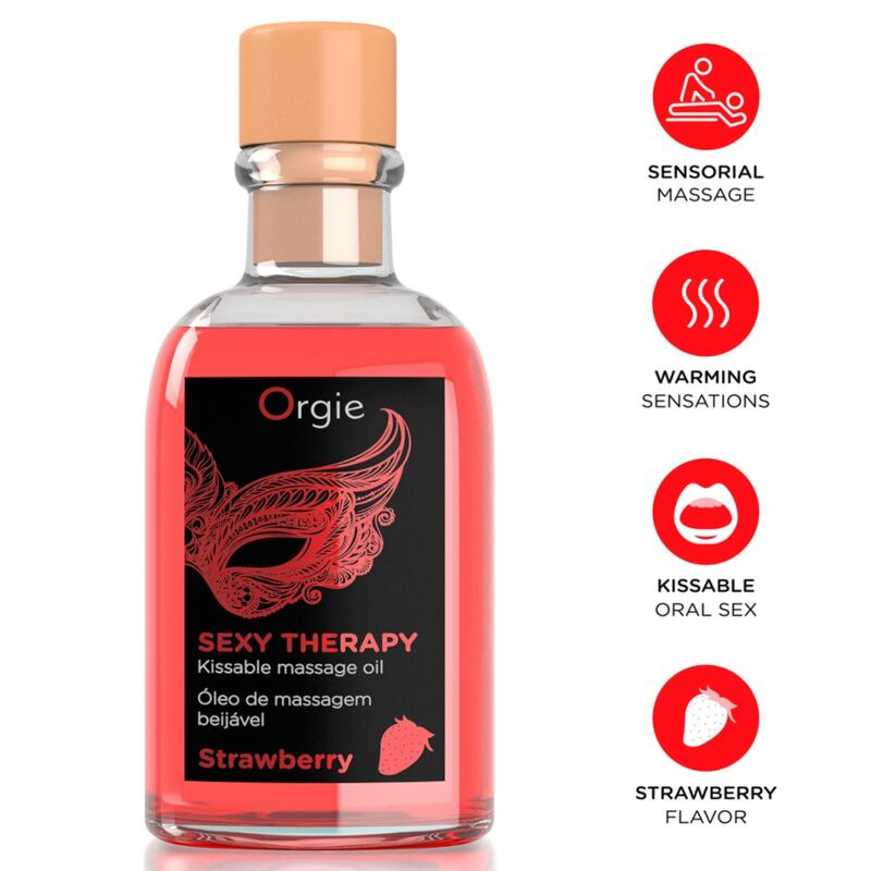 Orgie - lips massage strawberry kissable massage set 100 ml