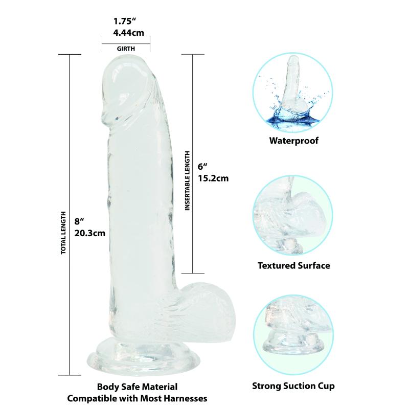 Addiction - Crystal Addiction 8 Inch Clear Dong 5