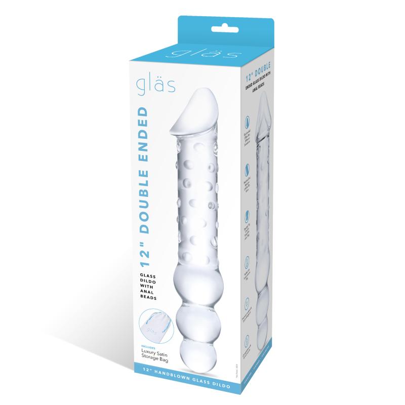 Glas - Double Ended Glass Dildo With Anal Beads - Sklenené Dildo 8