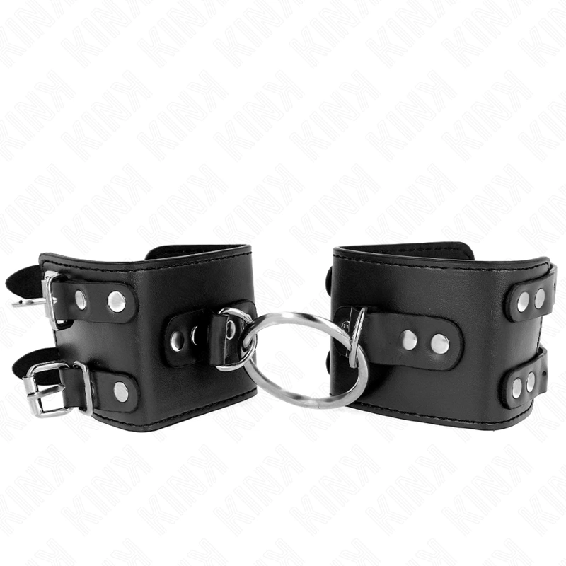 Kink - fixed wrist restraints with ring and studs adjustable black 17-22 cm x 6.5 cm 3