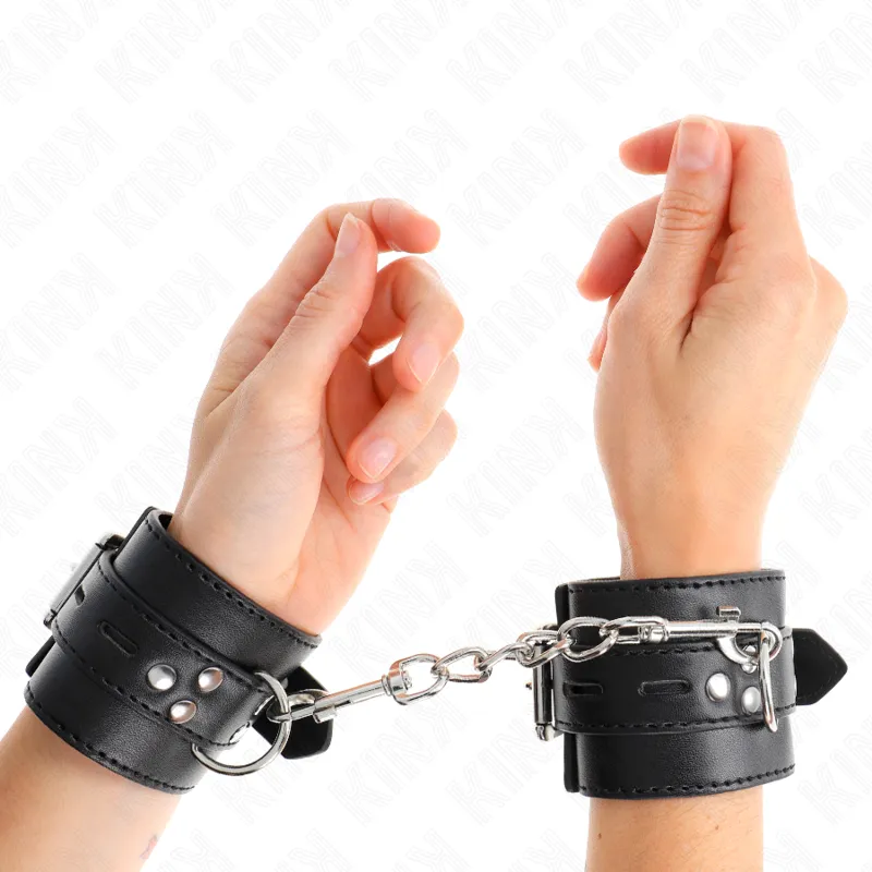 Kink - Wrist Restraints Black With Black Belt Adjustable 17-28 Cm X 6 Cm 3