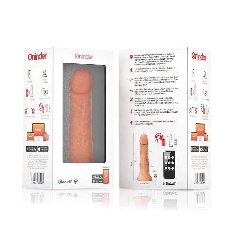 Oninder - Medium Bogotá Vibrator Dildo 9 Speeds Natural 22 Cm -O- 4.5 Cm - Free App