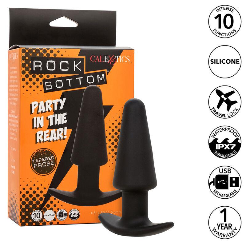 Calexotics - Rock Bottom Tapered Anal Plug 10 Vibraciones Silicone Black