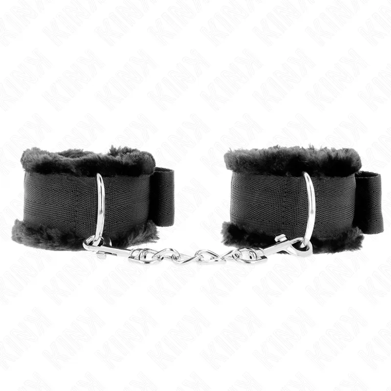 Kink - Furry Lined Wrist Restraints Black Adjustable 17-31 Cm X 7 Cm